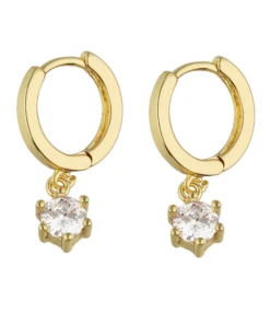 Accessories Creolen Goldglänzend Mit Zirkonia-Anhänger