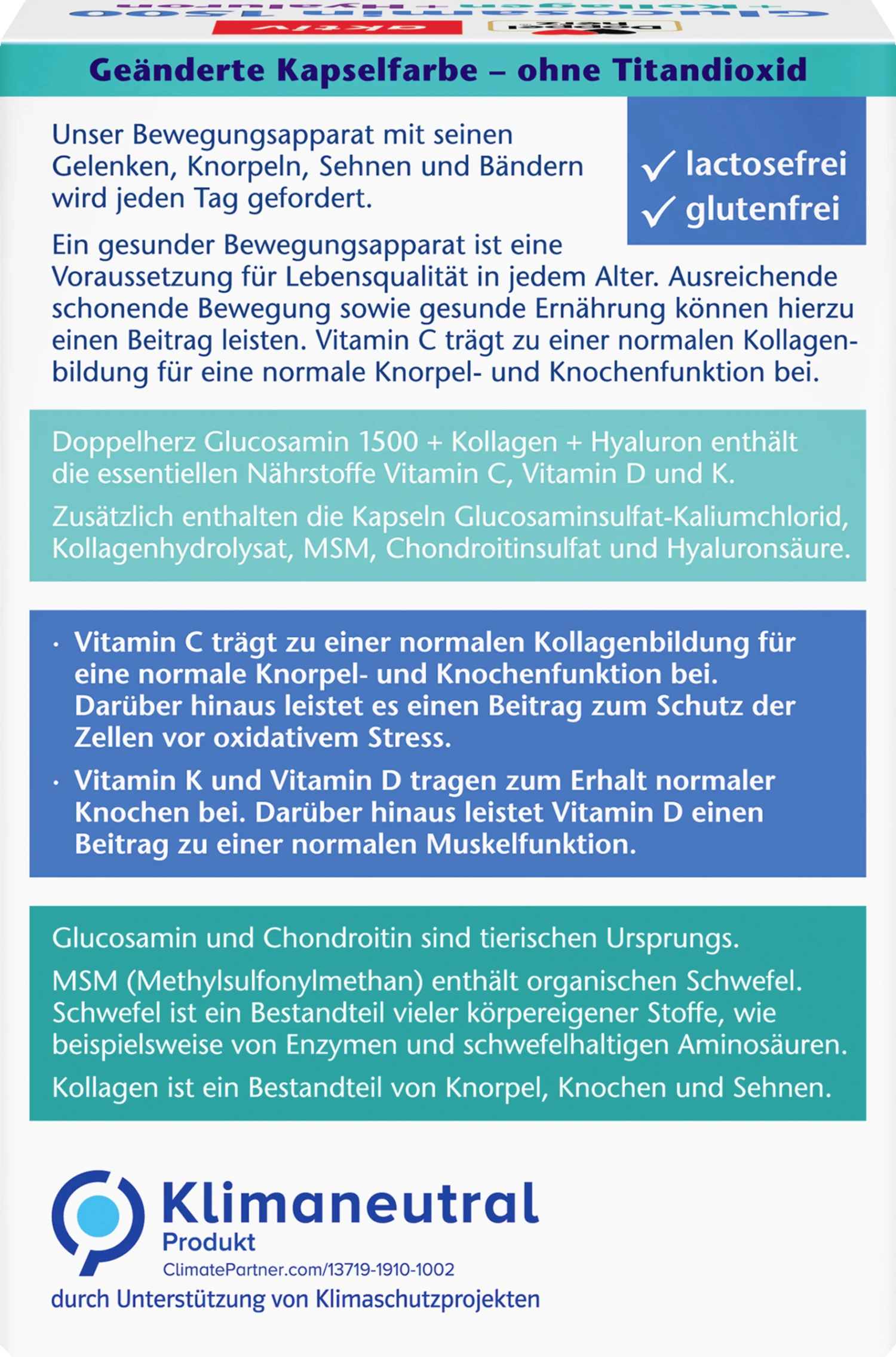 aktiv Glucosamin 1500 + Kollagen + Hyaluron + Vitamin C Kapseln