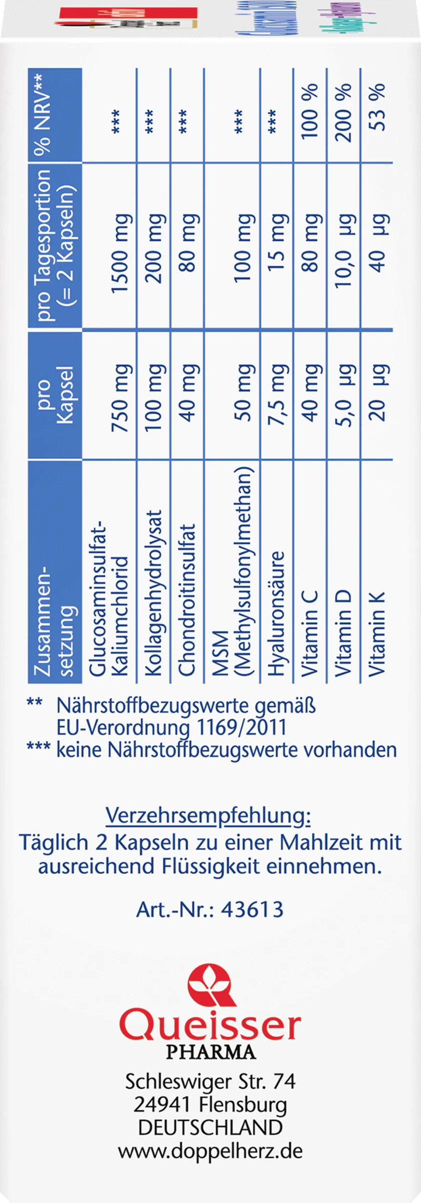 aktiv Glucosamin 1500 + Kollagen + Hyaluron + Vitamin C Kapseln