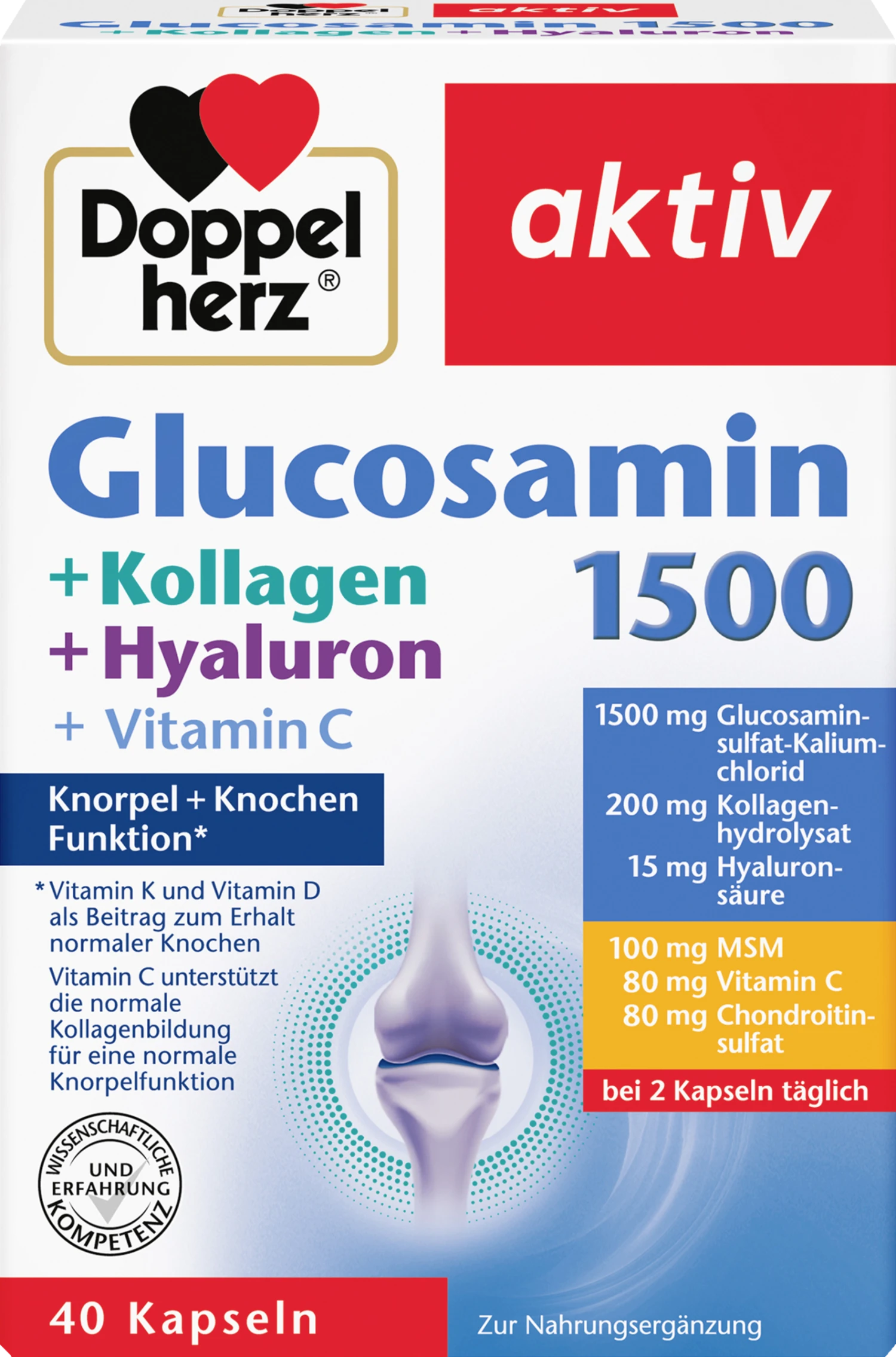 aktiv Glucosamin 1500 + Kollagen + Hyaluron + Vitamin C Kapseln