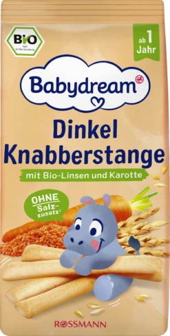 Bio Dinkel Knabberstange Mit Bio-Linsen Und -Karotte
