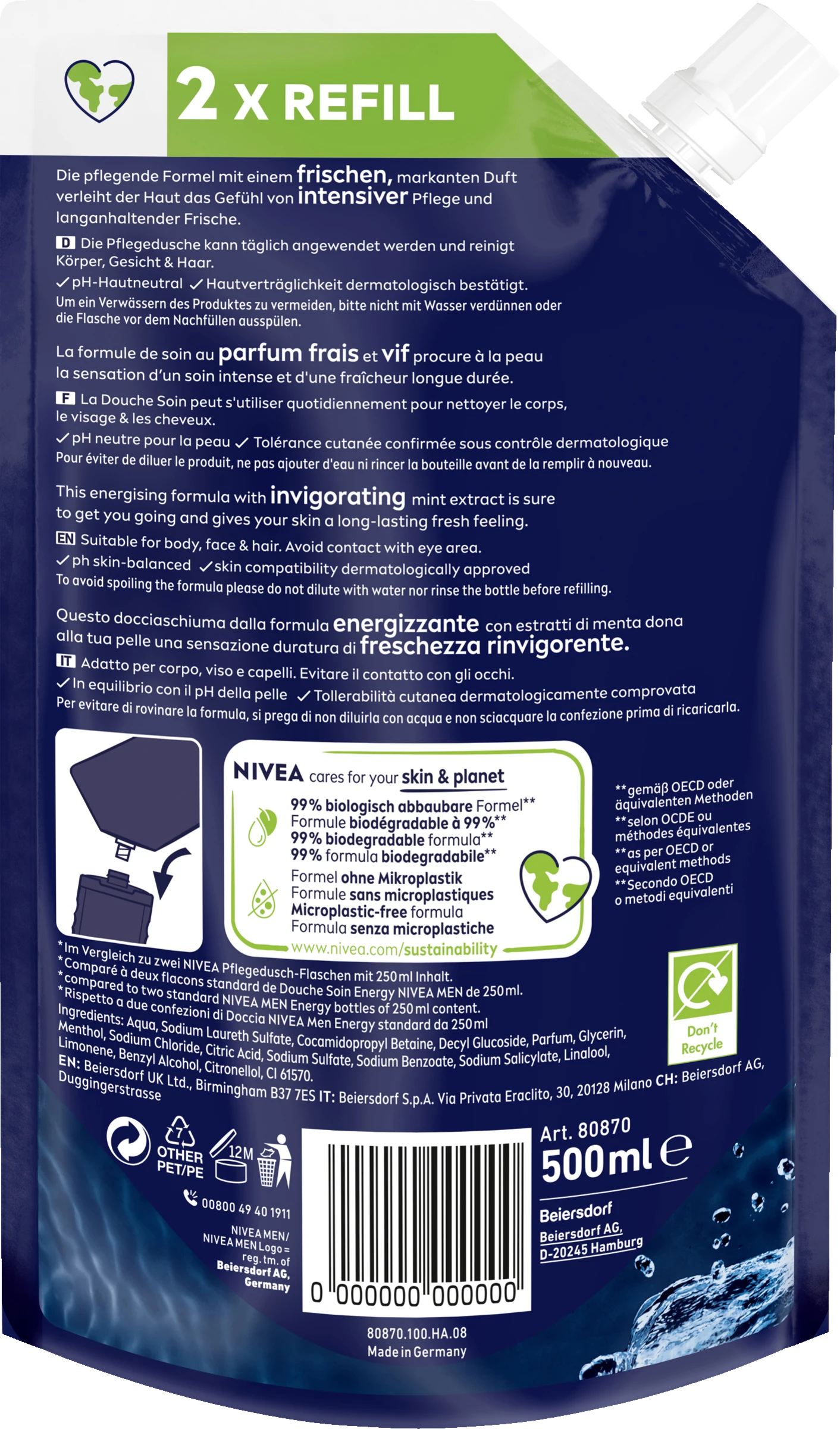 Duschgel Energy Nachfüllbeutel